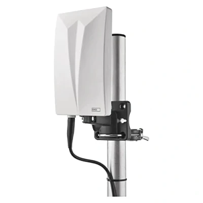 Afbeelding van EMOS Village binnen en buitenantenne, universele actieve antenne voor externe ontvangst (0 80 km) van DVB T2, DAB, FM, Full HD, met geïntegreerd LTE blokkeringsfilter, 4G, 5G filter