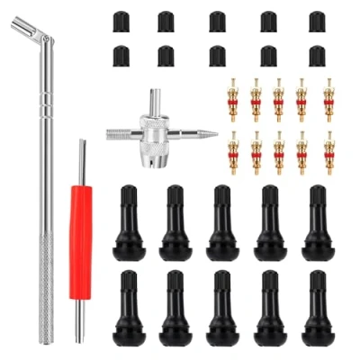 Afbeelding van Lot de 43 extracteurs valve pneu avec insert TR 413, outil retrait tige pneu, pour réparation voiture et moto
