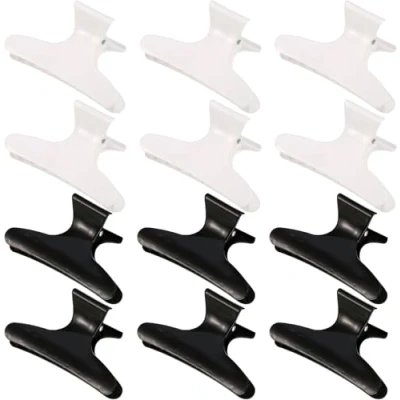 Afbeelding van 12 stuks vlinderclips voor kapsalon, zwart en wit