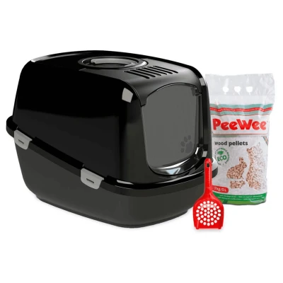 Afbeelding van Peewee Startpakket Ecodome Kattenbak 68.5x51x36 cm Zwart
