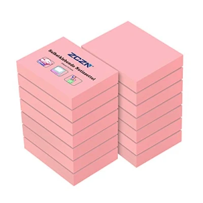 Afbeelding van ZCZN Sticky Notes Blokken, 51 x 38 mm, 100 vellen, roze, 14 stuks