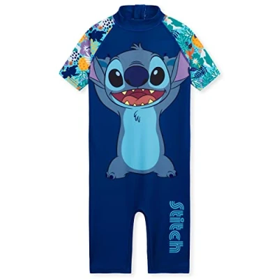 Afbeelding van Disney Badpak voor meisjes, eendelig, zwempak, kinderen, Stitch, Ariel, ijskoningin, Donkerblauw Stitch