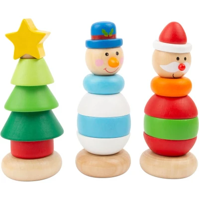 Afbeelding van Small Foot Houten Stapeltoren Kerstfiguur, per stuk