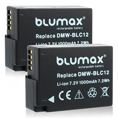 Afbeelding van 2 stuks Blumax batterijen voor Panasonic DMW BLC12 / BLC12E 1000 mAh compatibel met Lumix DMC: G5 G6 GX8 G70 G81 GH2 FZ200 FZ300 FZ1000 F Z20000 Leica V Lux 4