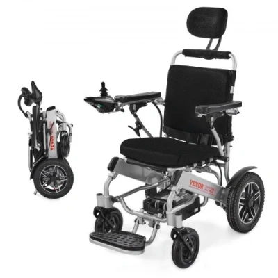 Image de VEVOR Fauteuil Roulant Électrique Dossier Réglable Pliable 136 kg 21 km 45 cm