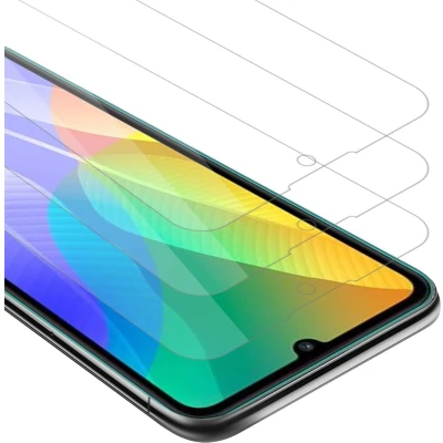 Afbeelding van Cadorabo 3x Screenprotector geschikt voor Huawei Y6P Beschermende Pantser Film in KRISTALHELDER Getemperd (Tempered) Display beschermend glas 9H hardheid met 3D Touch