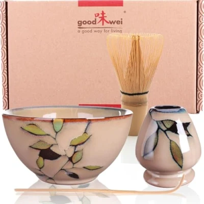 Afbeelding van Goodwei Complete Japanse matcha set met hoogwaardige theeschaal (Bamboe, 80)