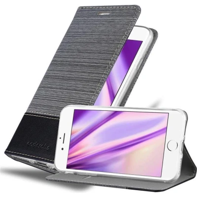 Afbeelding van Cadorabo Hoesje geschikt voor Apple iPhone 6 / 6S in GRIJS ZWART Beschermhoes met magnetische sluiting, standfunctie en kaartvakje Book Case Cover Etui