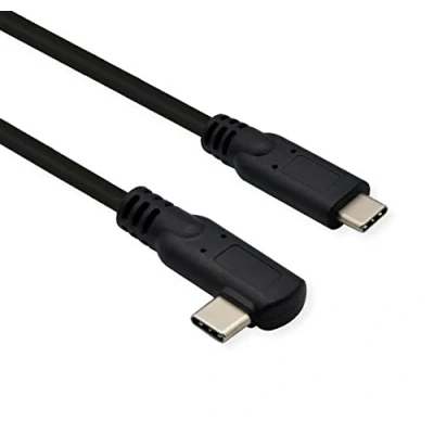 Afbeelding van ROLINE USB 3.2 Gen 2x2 Kabel, Emark, C C, M/M, 20Gbit/s, 100W, haaks, zwart, 1 m