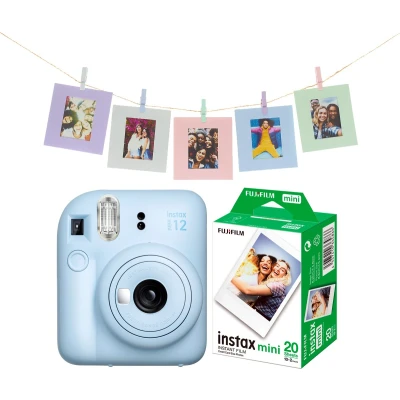 Afbeelding van Fujifilm instax Mini 12 Bundel Instant camera + 2 x 10 stuks film &amp; fotokaarten Pastel Blue