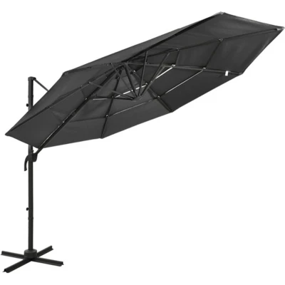 Afbeelding van Parasol 4 laags met aluminium paal 3x3 m antracietkleurig