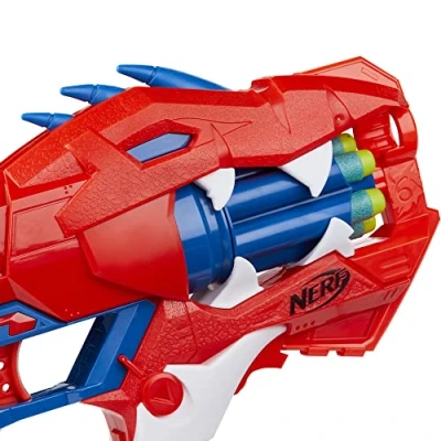 Image de Nerf DinoSquad Blaster Raptor Slash avec barillet rotatif 6 fléchettes, tir en rafale, fléchettes Nerf, vélociraptor