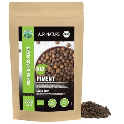 Afbeelding van biologische hele piment (500 g), pimentkorrels, pimentbessen uit gecontroleerde teelt, laboratoriumgetest