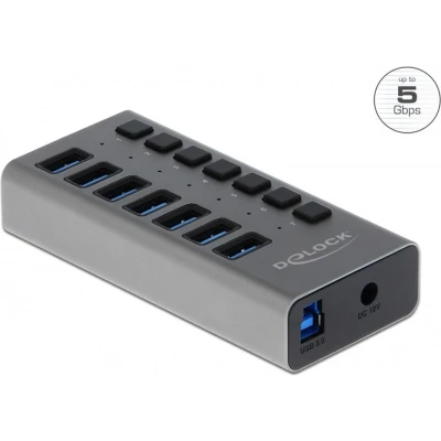 Afbeelding van Delock 63669 USB 3.2 Gen 1 hub 7 poorten Grijs
