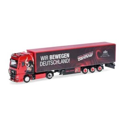 Afbeelding van Herpa 318075 H0 Vrachtwagen MAN TGX GX Gardinenplanensatteltrein „Genthner/wij bewegen Duitsland (Baden Württemberg/Oberderdingen)
