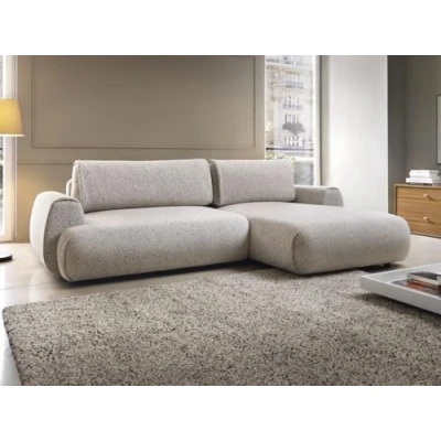 Afbeelding van Hoekslaapbank met hoek rechts van grijze stof textuur MONELIA L 270 cm x H 81 D 167