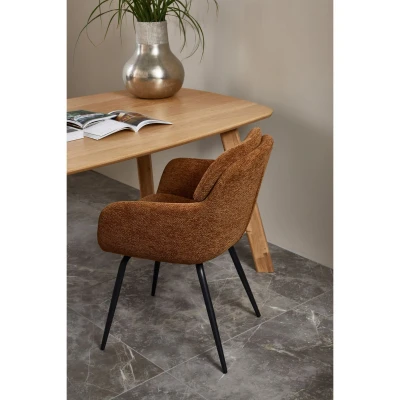 Afbeelding van WOOOD Runa Eetkamerstoelen Polyester Caramel Bruin/Geel Set van 2
