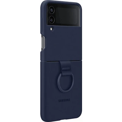 Afbeelding van Samsung Siliconen Back Cover Met Ring Donkerblauw Galaxy Z Flip 4