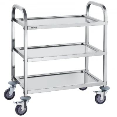 Image de VEVOR Chariot de Laboratoire à 3 Étages Service Médical 74x39,6x86 cm Desserte en Acier Inoxydable Charge 181 kg Déplacement Silencieux pour Rangement Clinique Cuisine Hôtel Salon Beauté