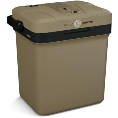 Afbeelding van PEME Essential Elektrische Koelbox, 22,9 liter, 12V, 220/230 Volt AC/DC, Aansluiting voor Auto en Camping, thermo elektrisch Frigobox lichtbruin