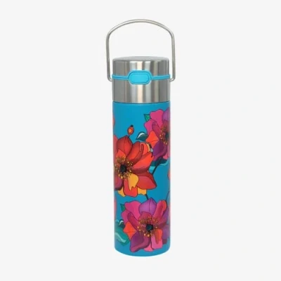 Afbeelding van Eigenart LEEZA 11017 Poppy turquoise thermosfles dubbelwandig roestvrij staal met sportdop en zeef, BPA vrij, 500 ml
