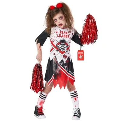 Afbeelding van Morph zombie kostuum voor meisjes, kostuum, cheerleader zombie, Halloween, maat L