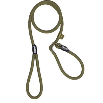 Afbeelding van Rebel Petz Honden Trainingslijn met Halsband Taupe, Zwart, Groen &amp; Oranje Maat Small of Large Kleur: Groen, Maat:
