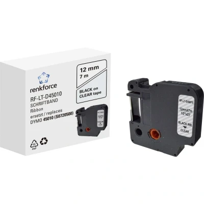 Afbeelding van Labeltape Renkforce RF LT D45010 Compatibel vervangt DYMO D1 45010 12 mm Tapekleur: Transparant Tekstkleur: Zwart 7 m