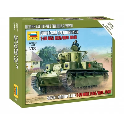 Afbeelding van 1:100 Zvezda 6247 T 28 Soviet Tank Plastic Modelbouwpakket