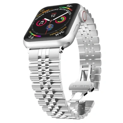 Afbeelding van Apple watch Metalen schakelband Zilver Geschikt voor 38mm / 40mm 41mm