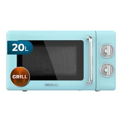Afbeelding van Cecotec Proclean 3110 Retro Blue Mechanische magnetron met grill, 700 W in 6 standen, timer tot 30 minuten, ontdooimodus, vintag