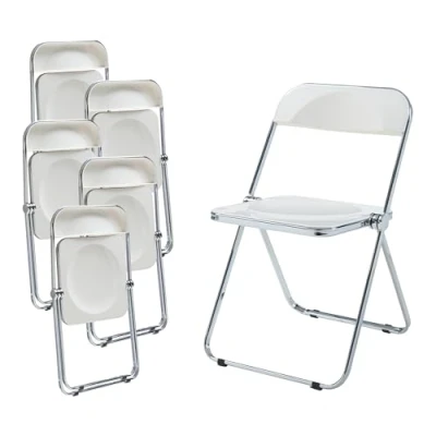Afbeelding van Klapstoel set van 6 Pornainen 74x46x47 cm wit [en.casa]