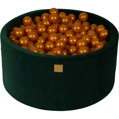 Afbeelding van Ballenbak velvet groen met 300 ballen goud