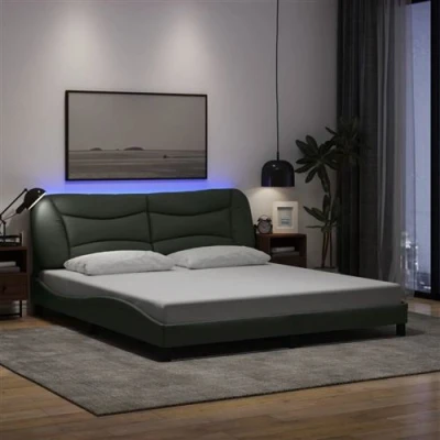 Afbeelding van vidaXL Bedframe met LED verlichting stof donkergrijs 180x200 cm