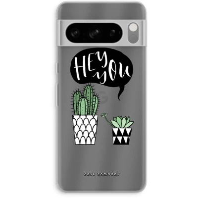 Afbeelding van Case Company® hoesje geschikt voor Google Pixel 8 Pro Hey you cactus Soft Cover Telefoonhoesje Bescherming aan alle Kanten en Schermrand