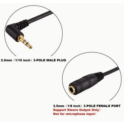 Afbeelding van 3,5mm Jack haaks (m) 2,5mm (v) adapter 0,15 meter