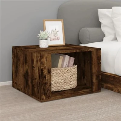Afbeelding van Nachtkastje 57x55x36 cm bewerkt hout gerookt eikenkleurig