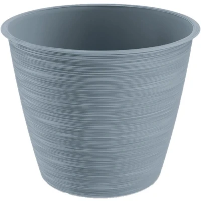 Afbeelding van Stijlvolle kunststof plantenpot/bloempot dia 30 cm/hoogte 25 cm Paintstripe steengrijs voor binnen/buiten