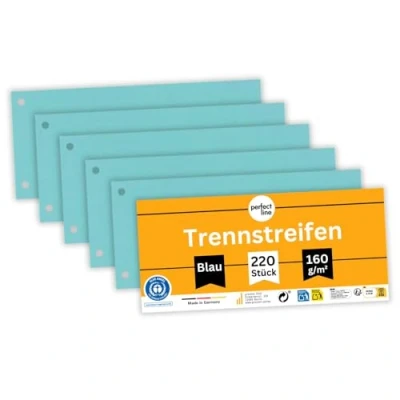 Afbeelding van perfect line 220 stuks tabbladen voor A4 mappen, blauwe tabbladen, perfecte scheiding van mappen en in formaat, gemaakt Duitsland