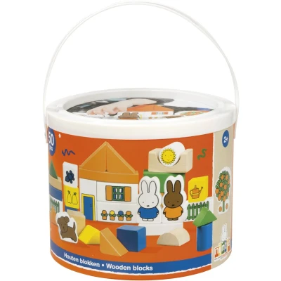 Afbeelding van Nijntje blokkenton, houten blokken in opbergton educatief speelgoed peuter, kleuter Bambolino Toys