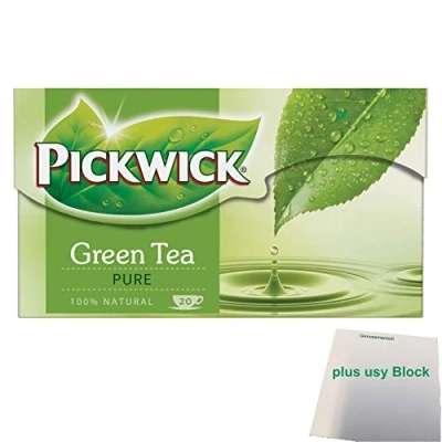 Afbeelding van Pickwick Green Tea Pure Groene thee (20 theezakjes à 1,5 g) + blok usy