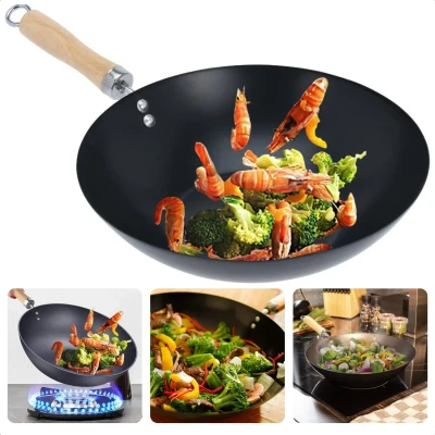 Afbeelding van Cheqo Grote Wokpan 30cm Voor Alle Warmtebronnen Soft Touch Handgreep Gelijkmatige Warmteverdeling Pannen Bakpan Lange Levensduur Extra Hoge Randen Wok Pan Anti Aanbaklaag