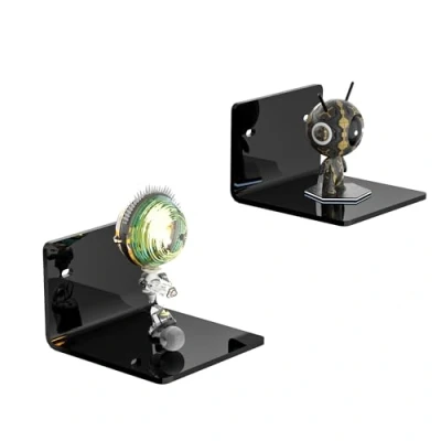 Afbeelding van Sezanrpt Set van 2 kleine zwarte wandplanken 10 cm Acryl Voor slaapkamer, speelkamer, woonkamer, badkamer, kantoor