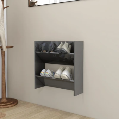 Afbeelding van Wandschoenenkast 60x18x60 cm spaanplaat hoogglans grijs