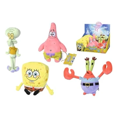 Image de Simba 109491002 Peluche Bob l&#039;éponge ou Patricks Mr Crab, 20 cm, matériau doux et confortable, rembourrage recyclé, licence 100% officielle, vous en recevrez un au hasard (109491002SPB)