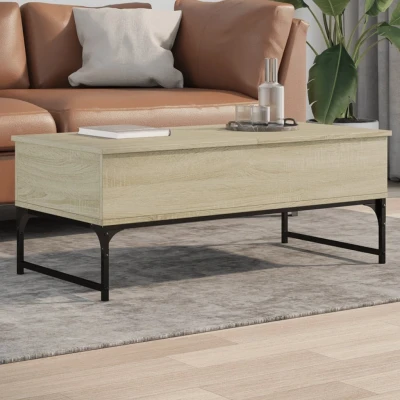 Afbeelding van Salontafel 100x50x40 cm bewerkt hout en metaal sonoma eiken