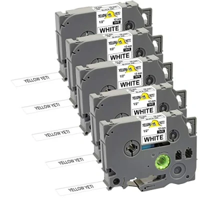 Afbeelding van Yellow Yeti 5 stuks TZe 231 TZ Zwart op Wit 12mm x 8m Gelamineerde Tape Cassettes Compatibel met Brother P Touch PT 1000 H100 D210VP D400 D600VP P700 P750W 1280 H100LB CUBE