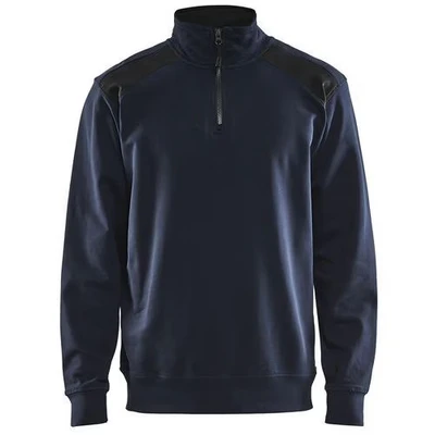 Image de Sweat col camionneur bicolore marine foncé/noir