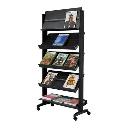 Image de Présentoir mobille large 5 tablettes noir