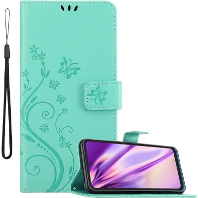 Afbeelding van Cadorabo Hoesje geschikt voor Nokia XR20 in BLOEMEN TURKOOIS Beschermhoes bloemmotief met magnetische sluiting, standfunctie en kaartsleuven Book Case Cover Etui